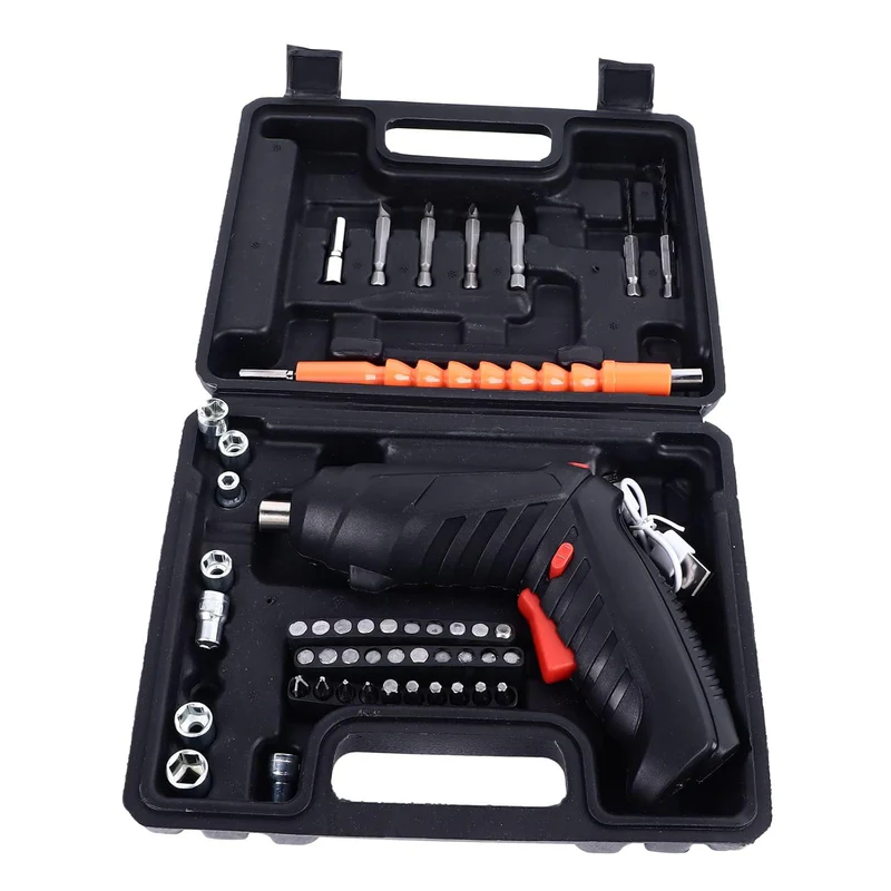 ToolKit: Cordless Electric Screwdriver Kit (47-Piece Set), 4.2V Rechargeable Portable Drill with USB Charging, 3.2Nm Torque for Home Repair & DIY
