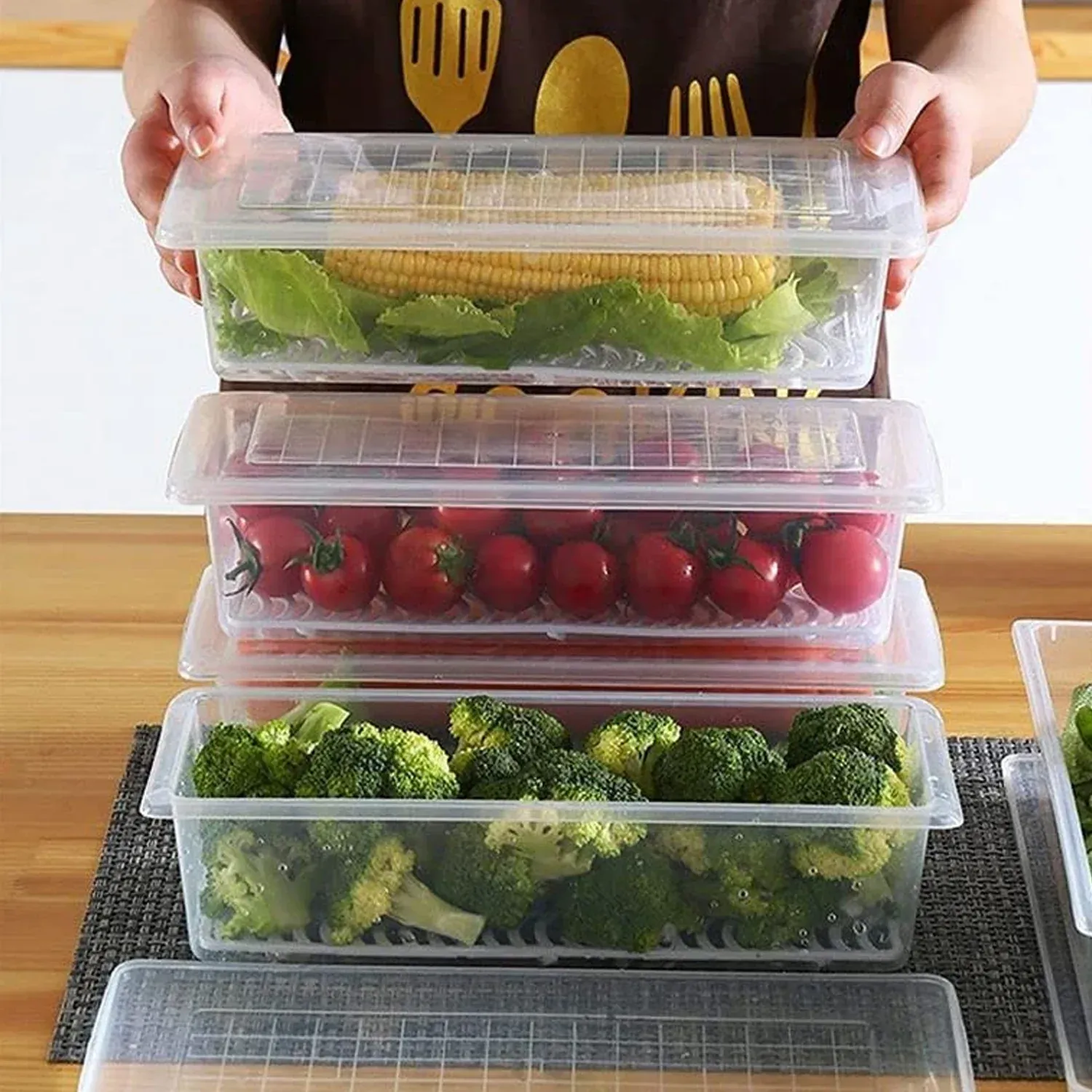 8PC Vegetables & Fruits Freezer Storage Container (PACK OF 8PC) 1500ML)