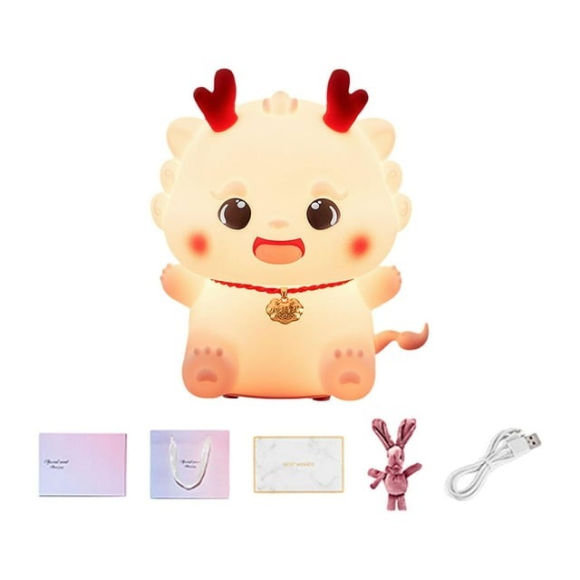 Bunblic Dragon Night Lights Night Lamp NightStand Lamp Silicone Nursery Light Small LED Desk Lamp for Home Nursery Bedside Decoration Luxury Packaging Bag