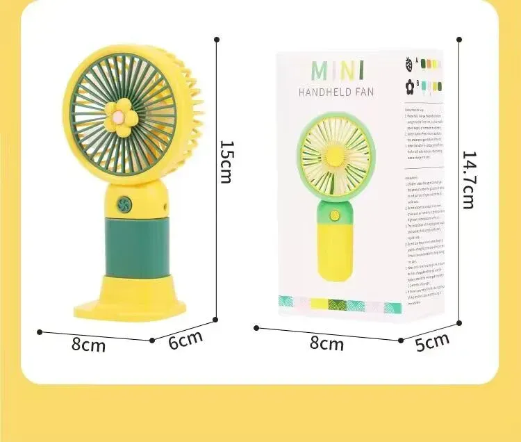 Portable Cartoon Shaped Handheld USB Rechargeable Small Fan & Student Desktop Phone Holder