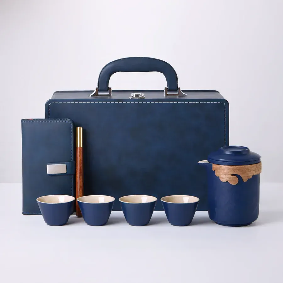Portable Tea Set, Ceramic Travel Tea Set, Company Anniversary Keepsake, Business Gift for You, Staff Companion, Chinese Teaware Set