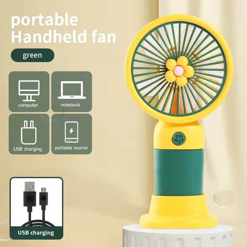 Portable Cartoon Shaped Handheld USB Rechargeable Small Fan & Student Desktop Phone Holder