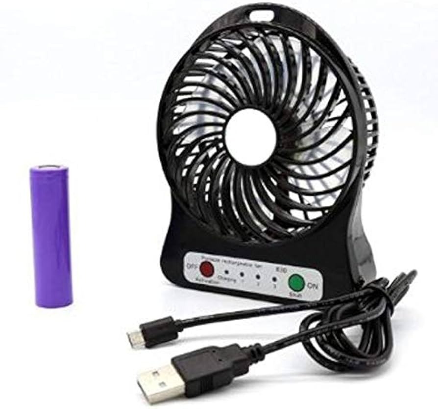 Portable Mini USB Fan 3-Level Speed Adjustable Electric Cooling Desktop Fan Handy Summer Cooling Rechargeable, Black