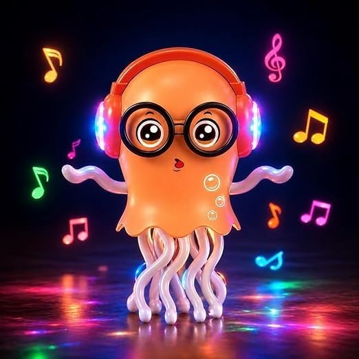 Dancing Jellyfish Toy with LED Light Up Musical Features and 360 Degree Rotating Tentacles | Automatic Moving Cartoon Jelly Fish Toy for Kids Boys Girls