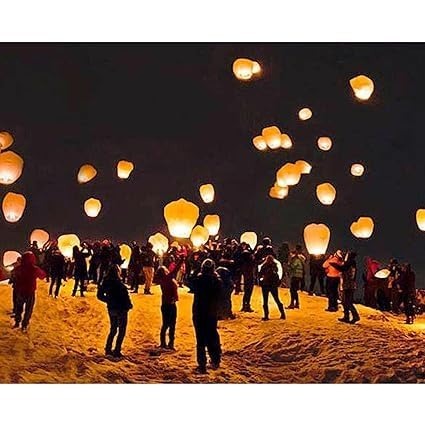 Sky LanternsCandle Hot Air Balloon for Diwali/Marriage/Christmas/New Year/All Festival Multicolor