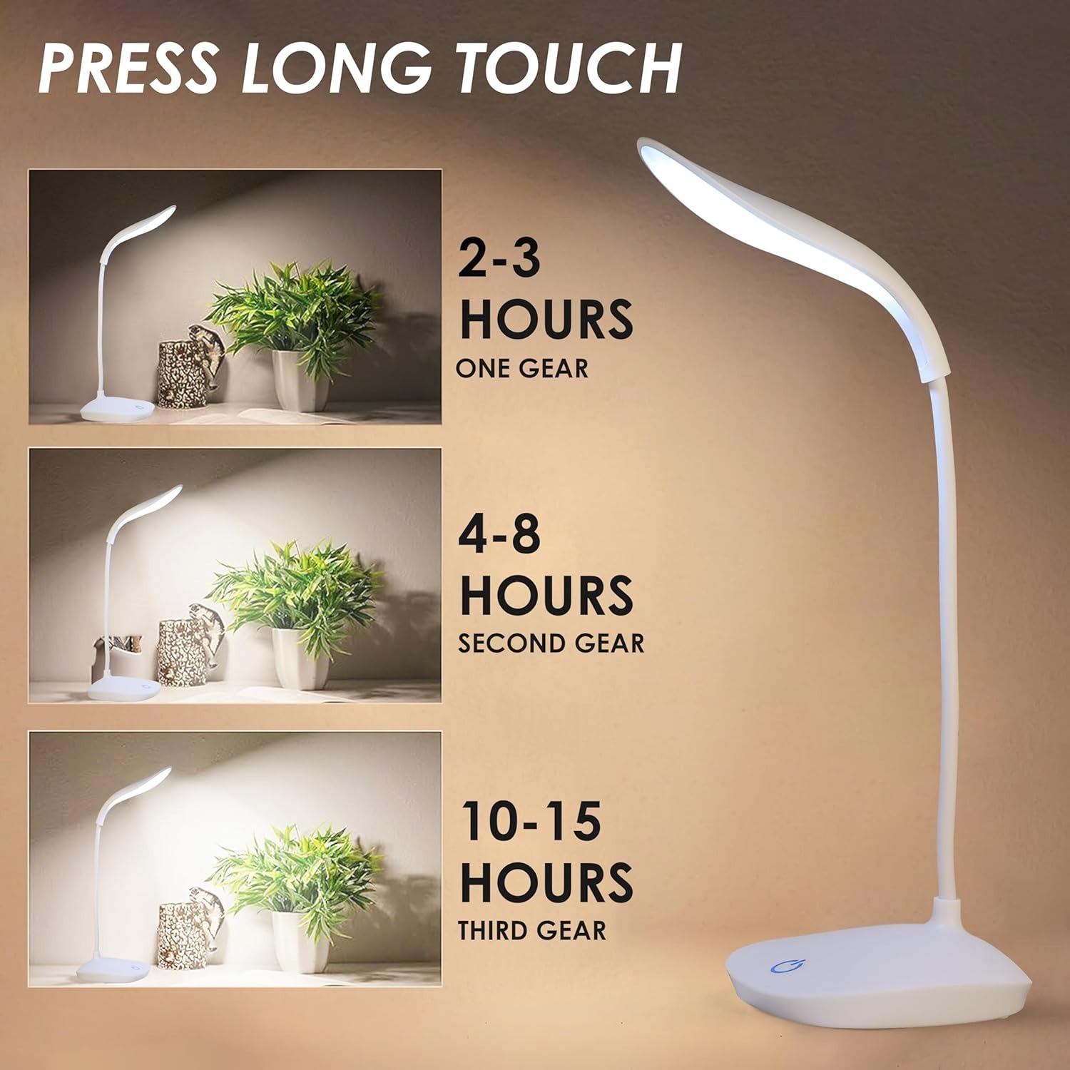 Plastic LED Rechargeable Study Lamp,Table Lamp for Study Room,Desk Lamp Light with 3 Brightness Level,Portable USB Table Light,Study Table Lamp for Students,Reading & Work at Home