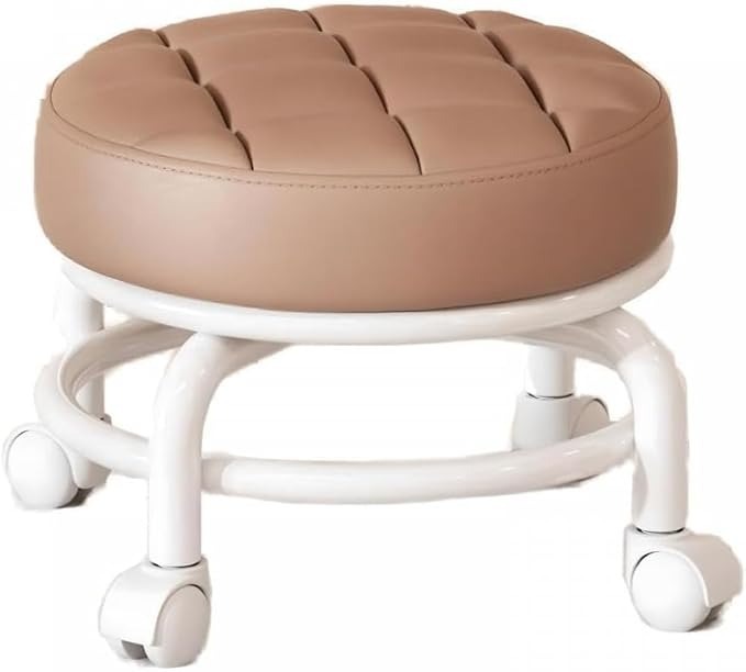 Rolling Stool Leather Seat Heavy Quality