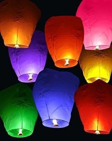 Sky LanternsCandle Hot Air Balloon for Diwali/Marriage/Christmas/New Year/All Festival Multicolor