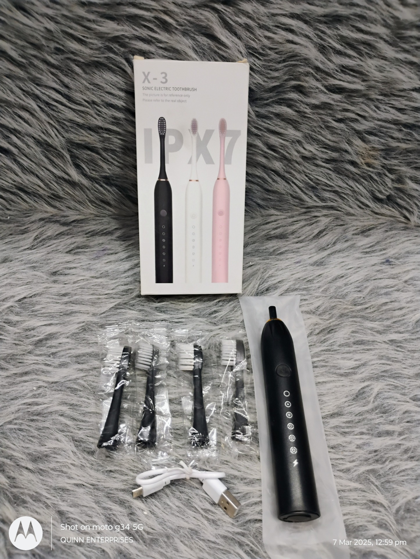 Sonic X3 electrical toothbrush for adults with 6 operating modes, with extra heads