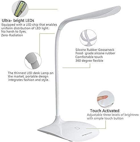Plastic LED Rechargeable Study Lamp,Table Lamp for Study Room,Desk Lamp Light with 3 Brightness Level,Portable USB Table Light,Study Table Lamp for Students,Reading & Work at Home