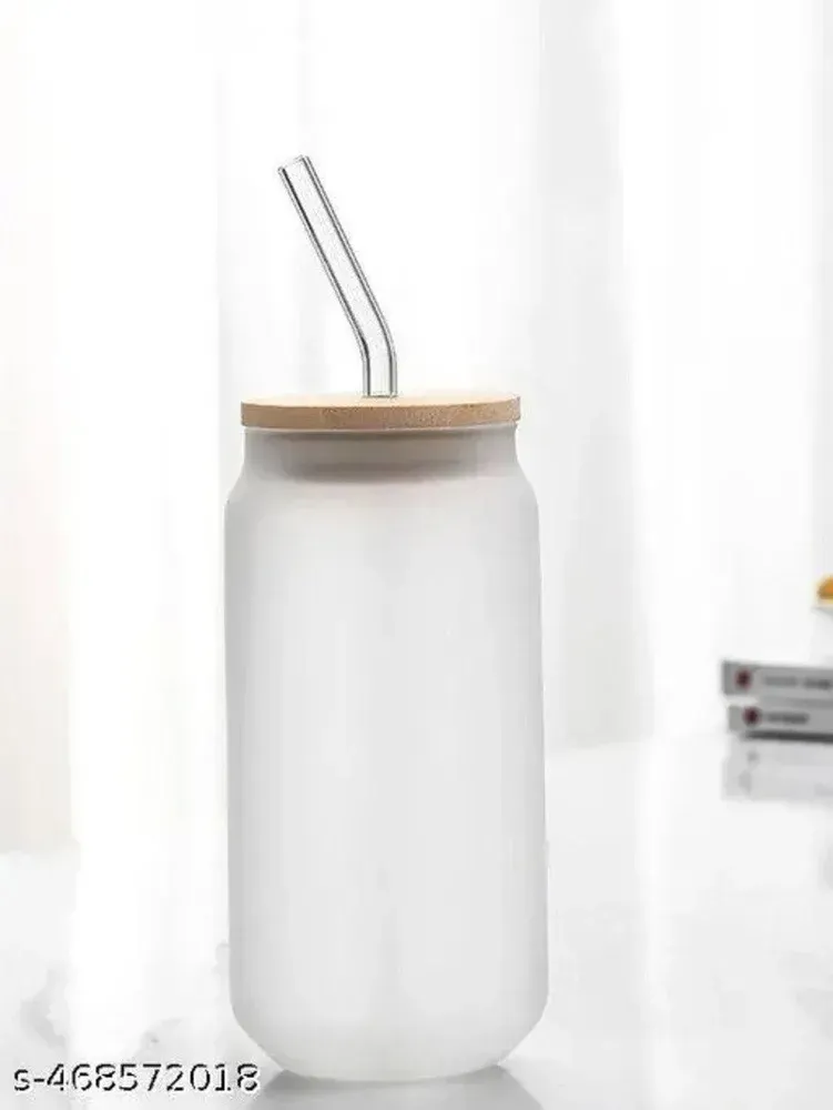 16oz Sublimation Glass Tumbler (Clear or Frosted) With Straw And Brush | Glass Jar | Glass Can | Sublimation Blanks |
