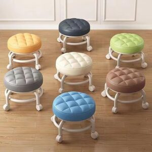 Rolling Stool Leather Seat Heavy Quality