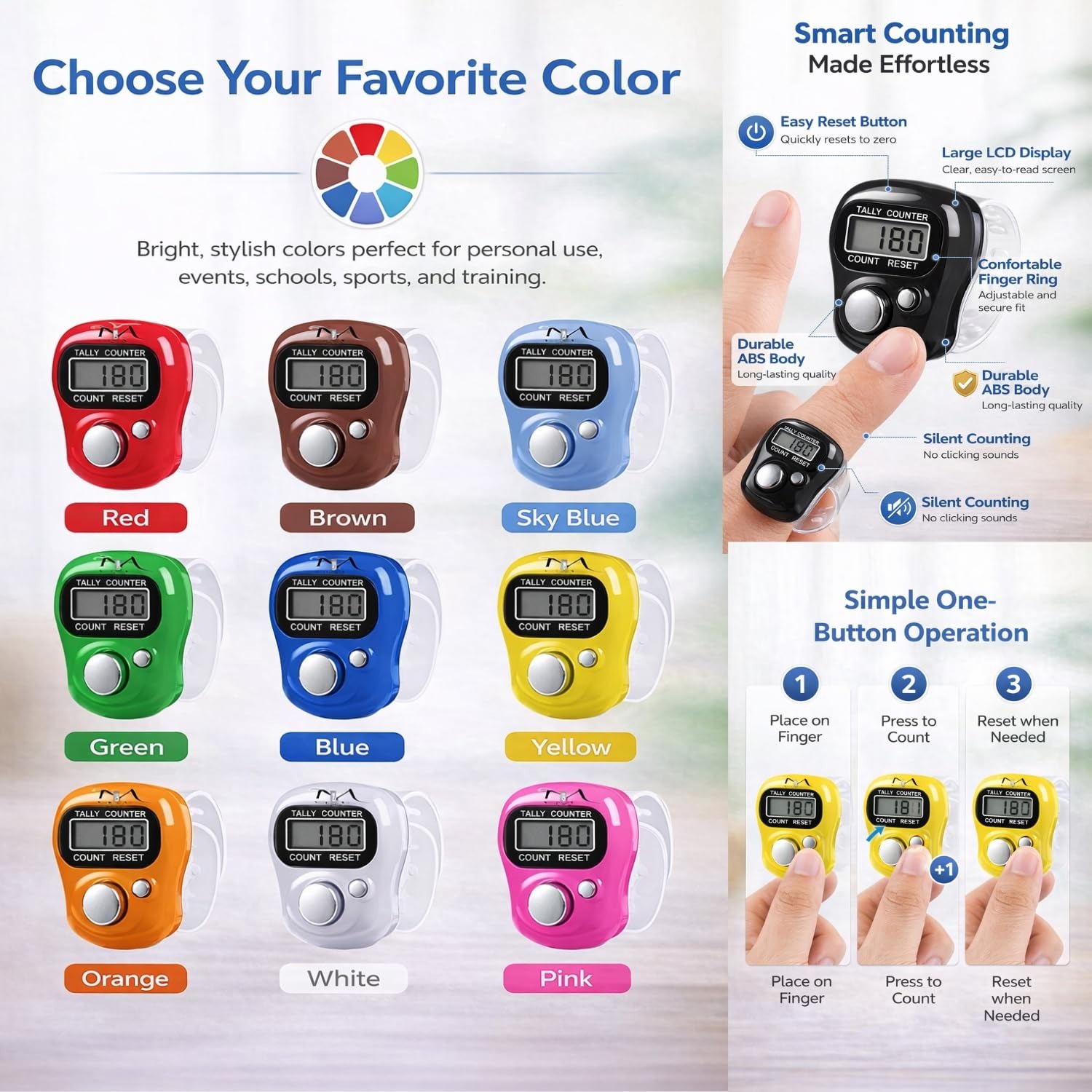 1 Pc Counter for Chanting Mantra  Manual Hand Finger Tally Counters – Digital Electronic Counting Machine, Naam Jap Counter for Cricket, Sports & More