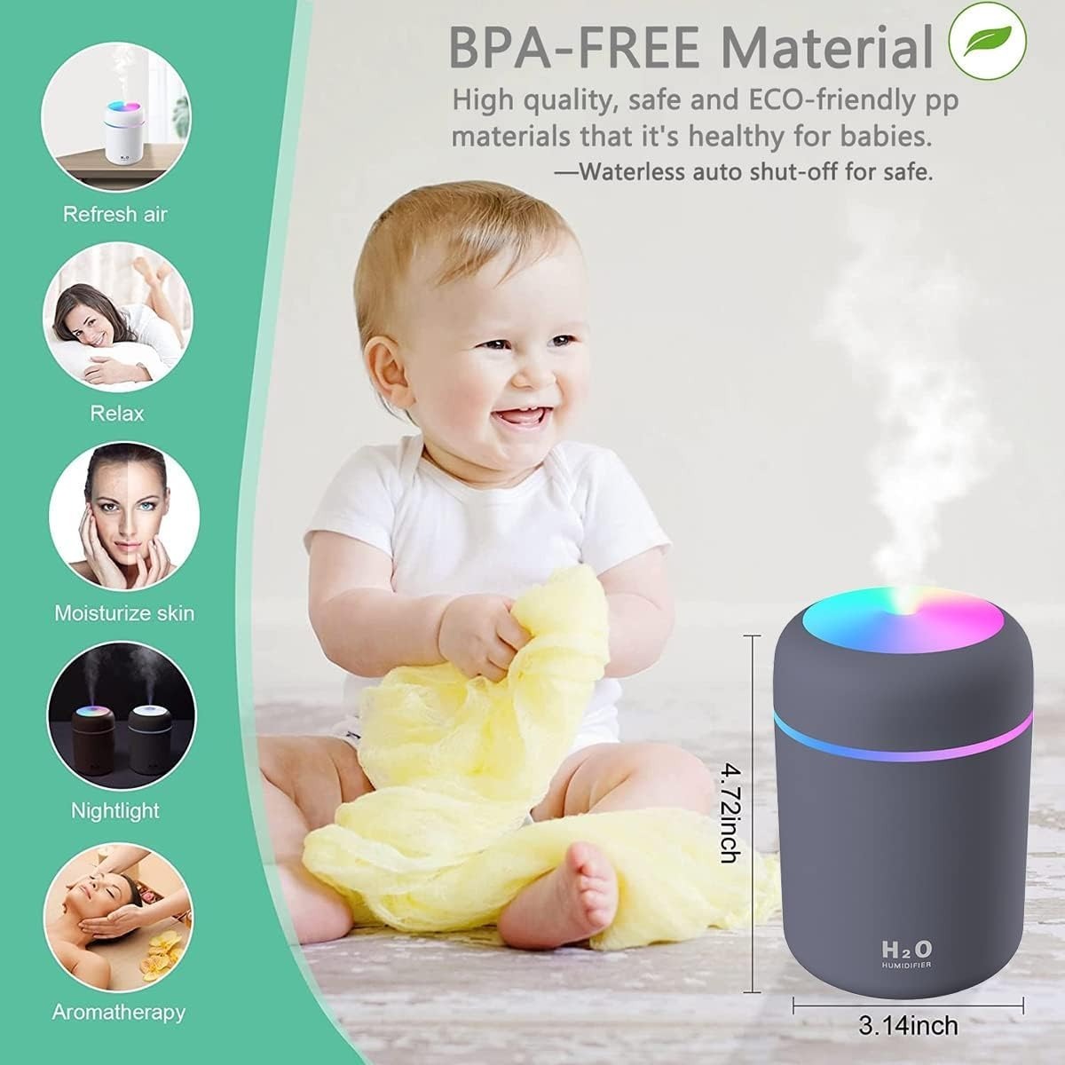 Essential Oil Diffuser Humidifier For Room - Best Car, Home, Office Perfect Birthday, 300 Ml