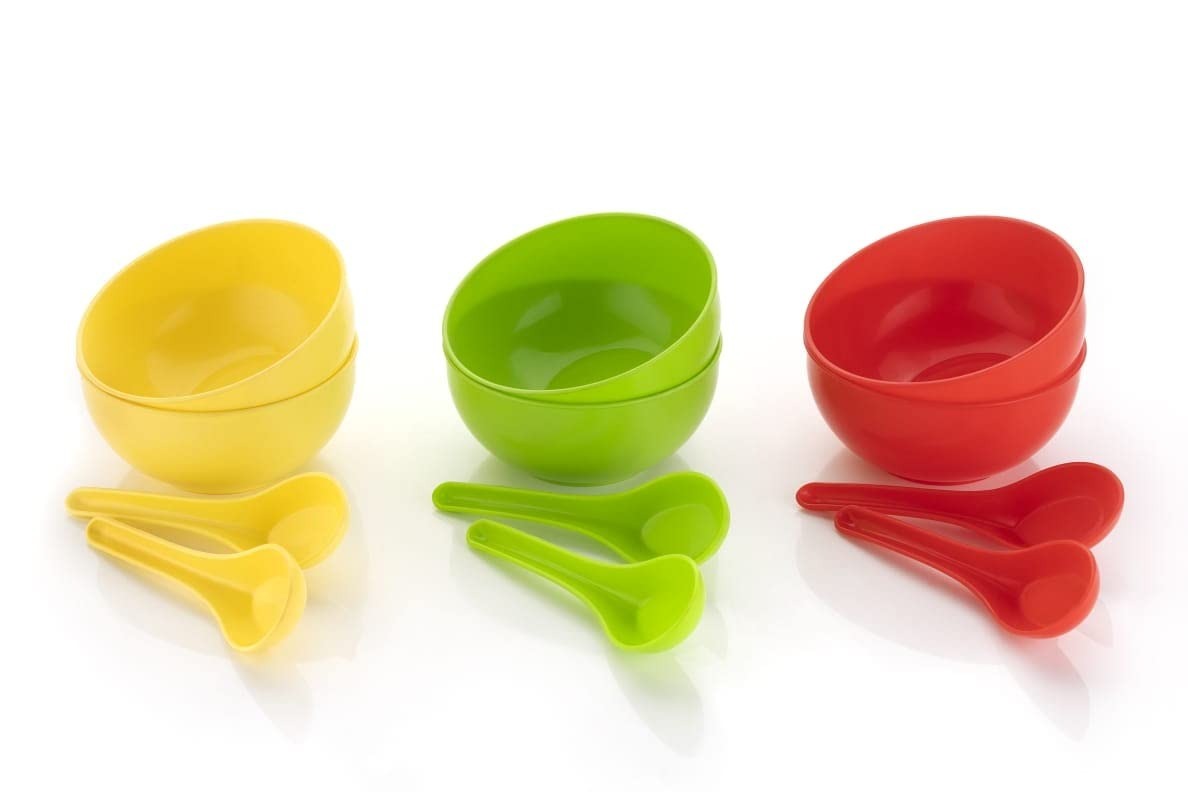 Plastic Soup Bowl Spoon Set(6 Piece Set) 6 Bowl and 6 Spoon
