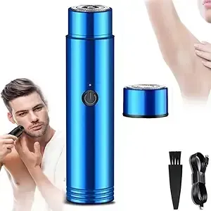 New Mini Electric Shaver Pocket Beard Trimmer Electric Razor For Men Women Multipurpose Hair Shaver For Travel Home Use (Blue)
