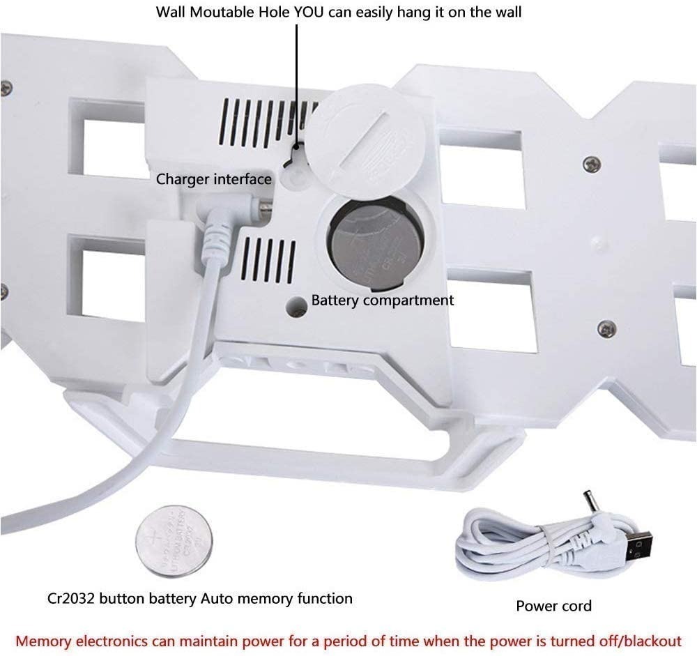 Digital LED Number Table, Wall Hanging Alarm Clock Works on Electricity Table Wall Hanging Alarm Clock