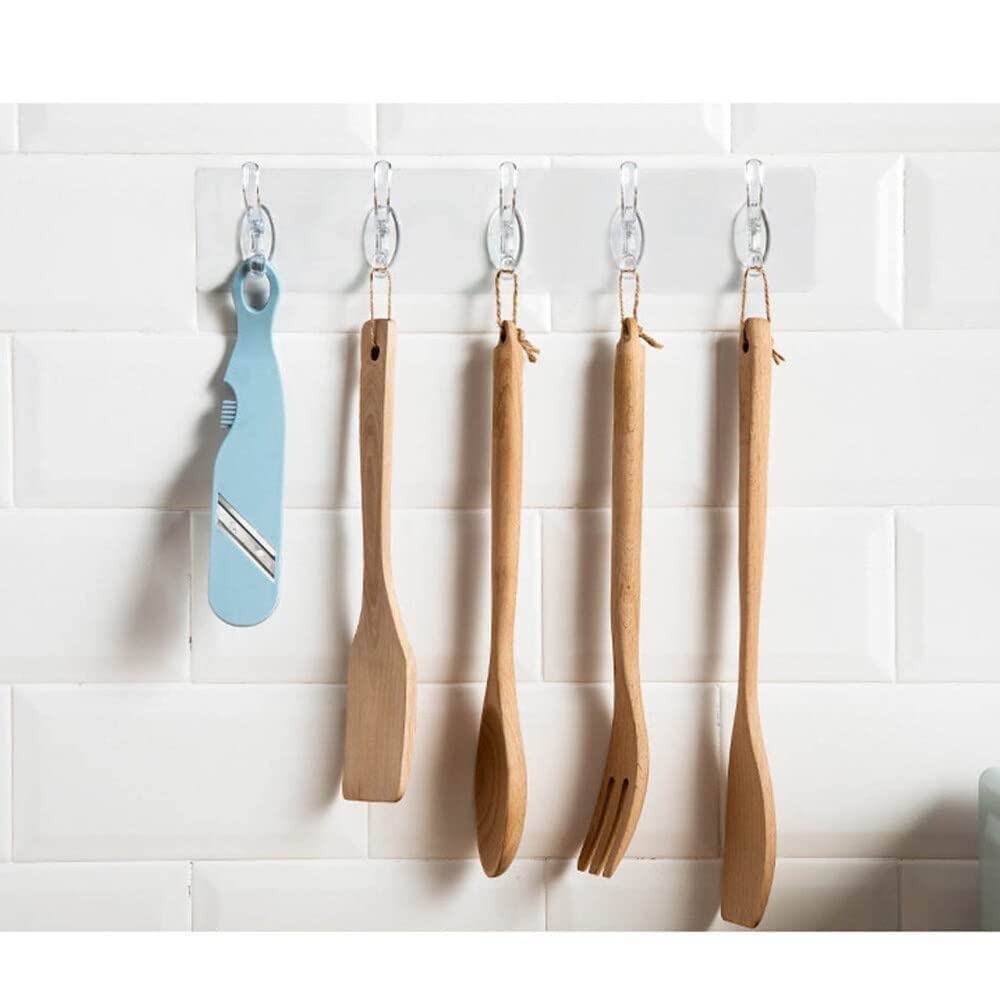 1 Pcs 6-in-1 Self Adhesive Heavy Duty Wall Hook - No Drilling for Bathroom, Shower, Kitchen | Waterproof Transparent Hooks for Easy Installation