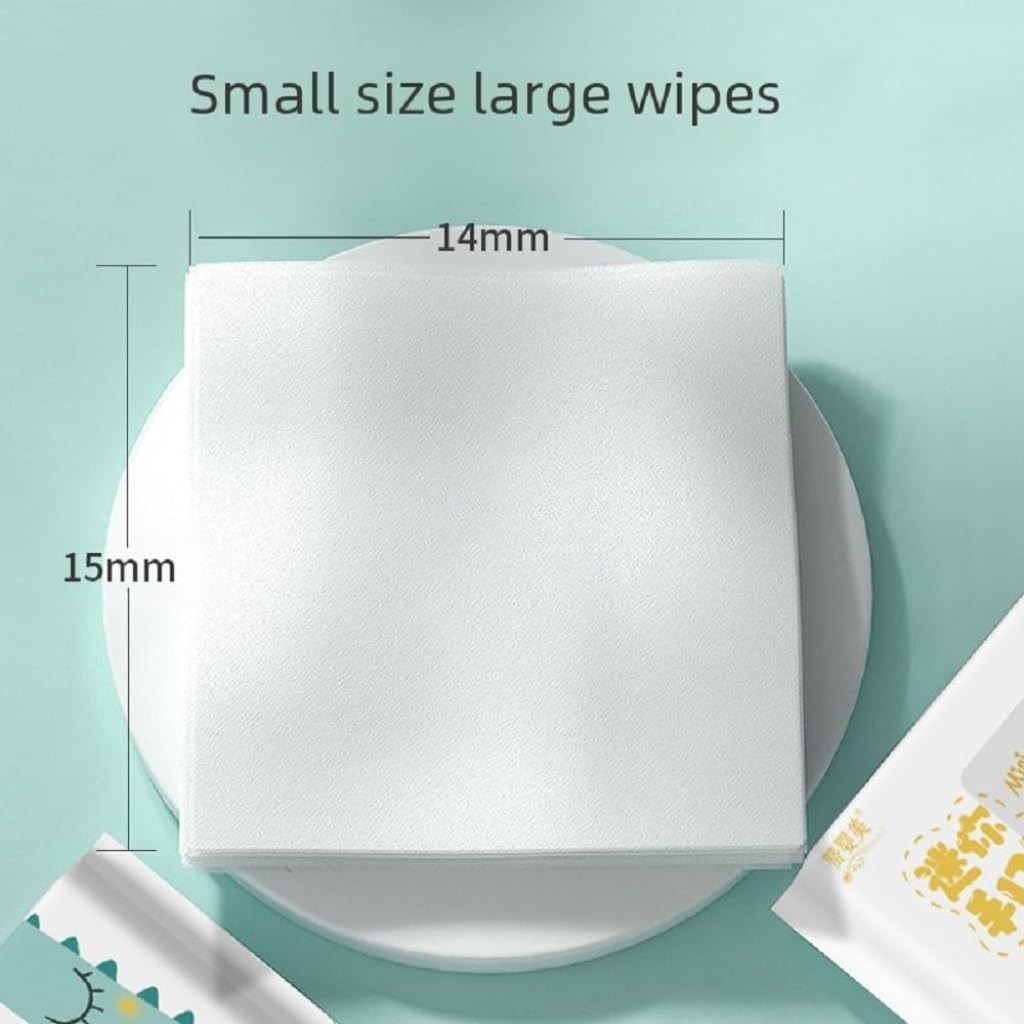 8 packet Cute Bear Mini Wipes, Portable Travel Pack, Pink, 14x15cm, Soft Facial Tissues
