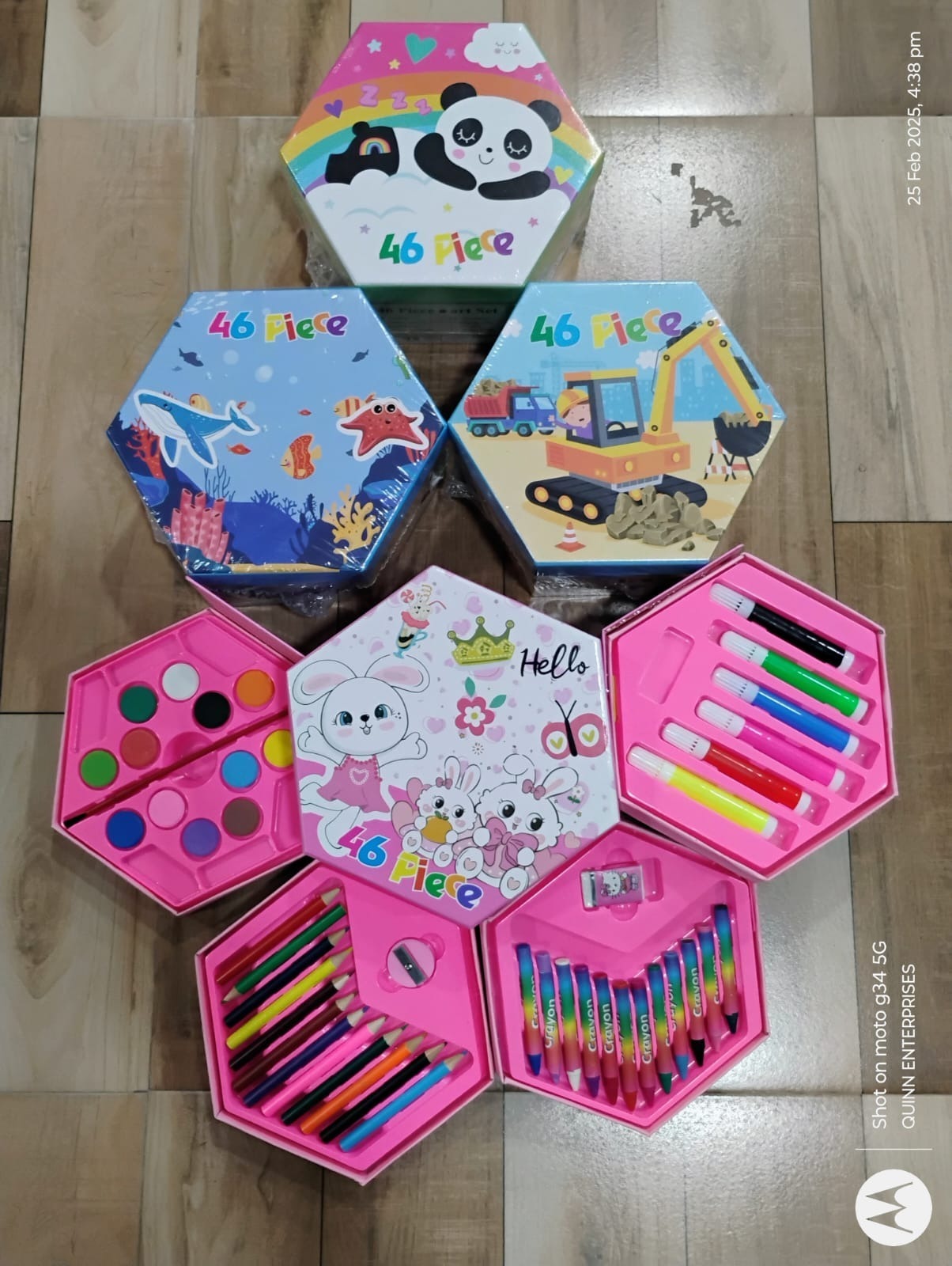 46 Pcs Art Set, Art Box,Art Kit, Kids Painting Set for Kids, Box with Colour Pencil, Crayons, Water Colour, Sketch Pens (Print May Very)