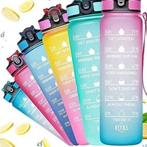 Motivational water bottle Sports Water Bottle With Straw,1000ml Leak Proof Drink Bottles with Motivational Time Marker, Non-Toxic & BPA Free, Ideal for School, Gym bottle