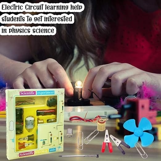 SP Electron Science School Projects Experiment Kits Fan Light Bulb and Motor Electric Circuit Physics Practice Science Learning Skills Teaching Materials (Set of 10)