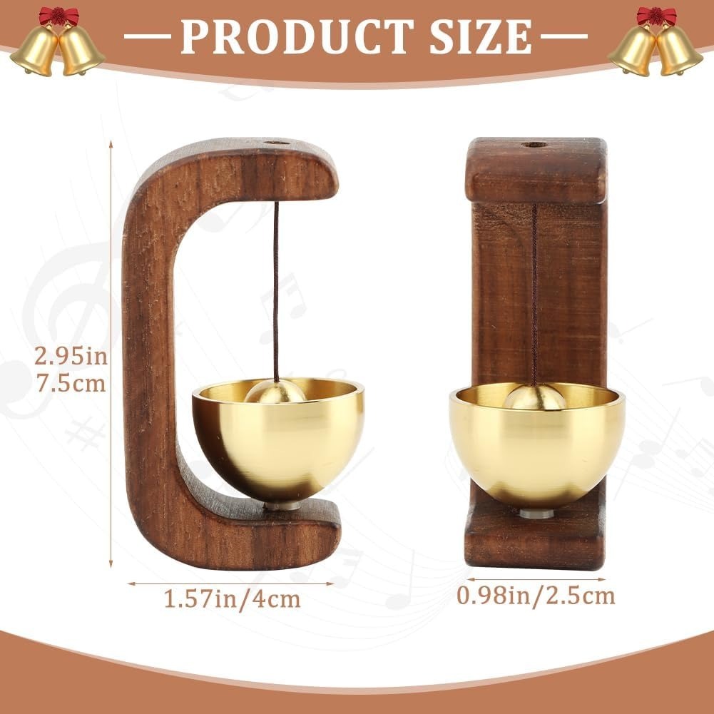 C Shape Hanging Door Bell, Loud Sound Wooden Zen Grip Doorbell Chime, Hanging Wood Shop Keeper Bells for Business Door Opening, Entrance Decoration