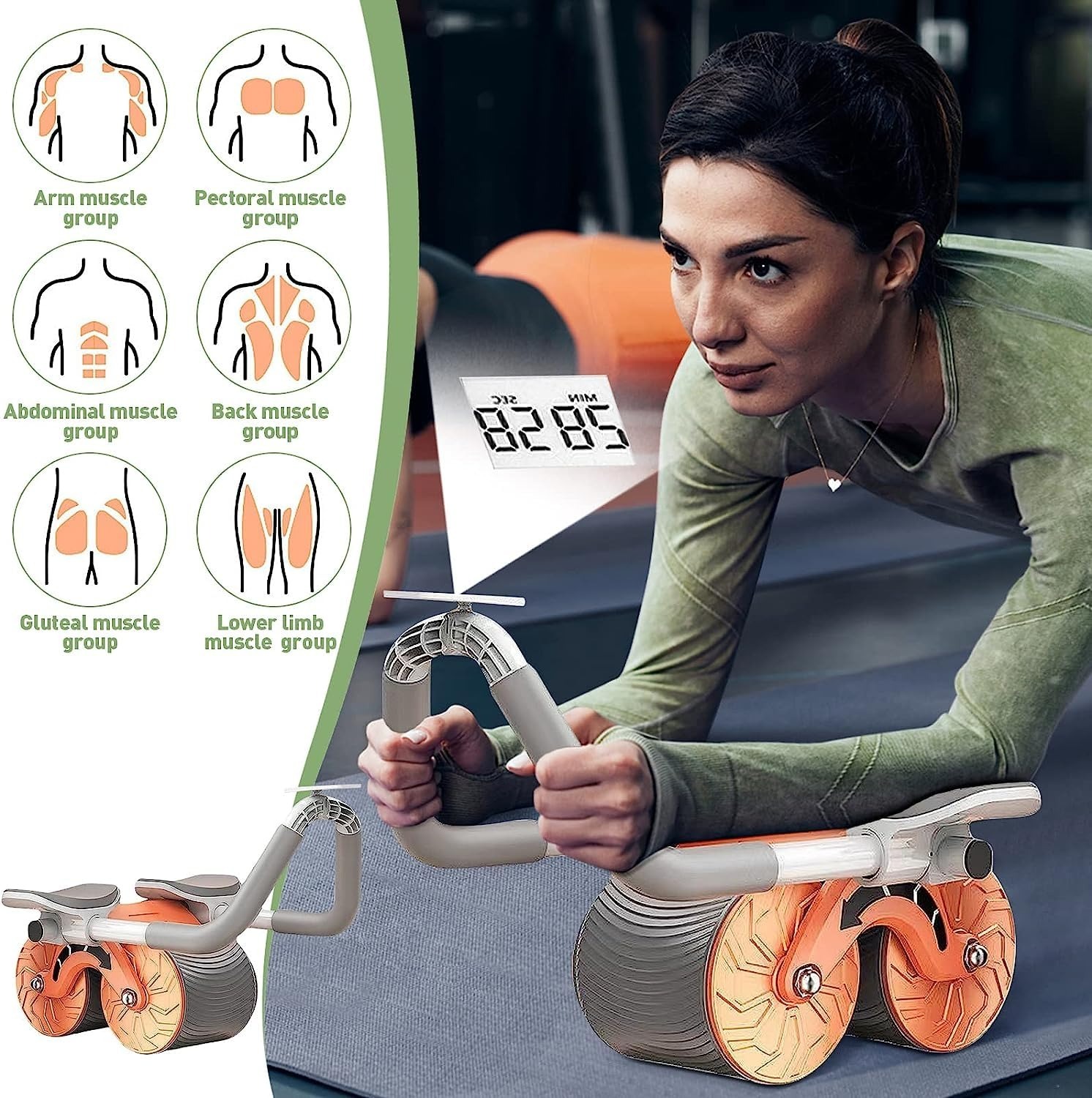 Workout Roller, Abs Workout Equipment Automatic Rebound Wheel, Home Gym Wheels Roller Abdominal Exercises For Abdominal Muscles