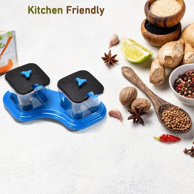 Multipurpose Dining Table Storage Containers | Kitchen Storage Pickle/Spice/Salt Containers | Dryfruits/Pickle Jar with Tray and Spoons Food Grade Plastic
