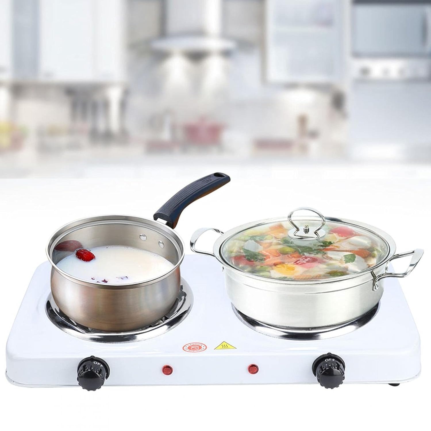Double Burners Hot Plate, Durable No Electromagnetic Radiation, Electric Double Burners, Easy Transportation for Kitchen Home