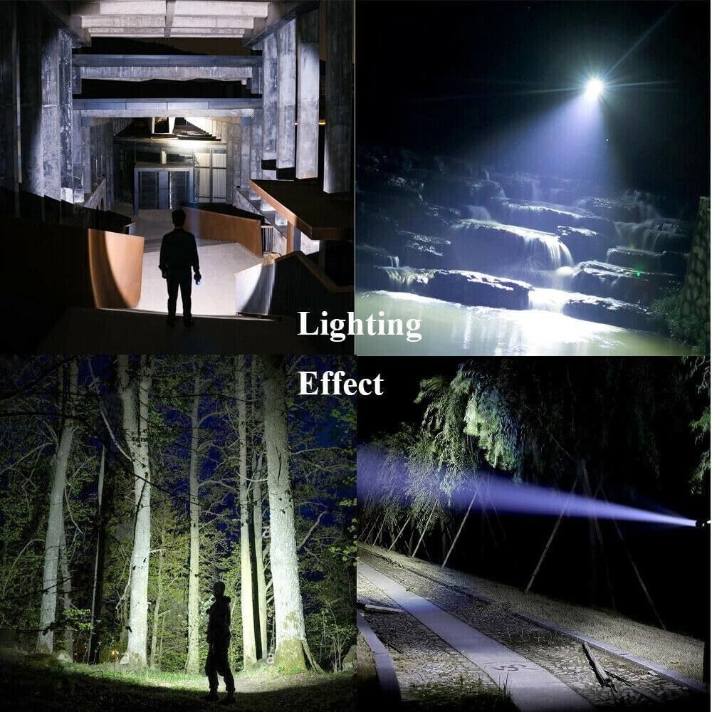 Emergency Torch Rechargeable Multifunctional Portable LED Flashlight Torch Long Distance Beam Range with 4 Lighting Modes and COB Light for Outdoor, Indoor,Hiking,Walking,Camping