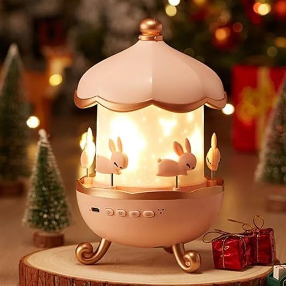 Bunny Carousel Night Light Projector ! Star Light Projector ! Musical Carousel Design with Films ! Lighting Modes ! Rotating LED Lamp