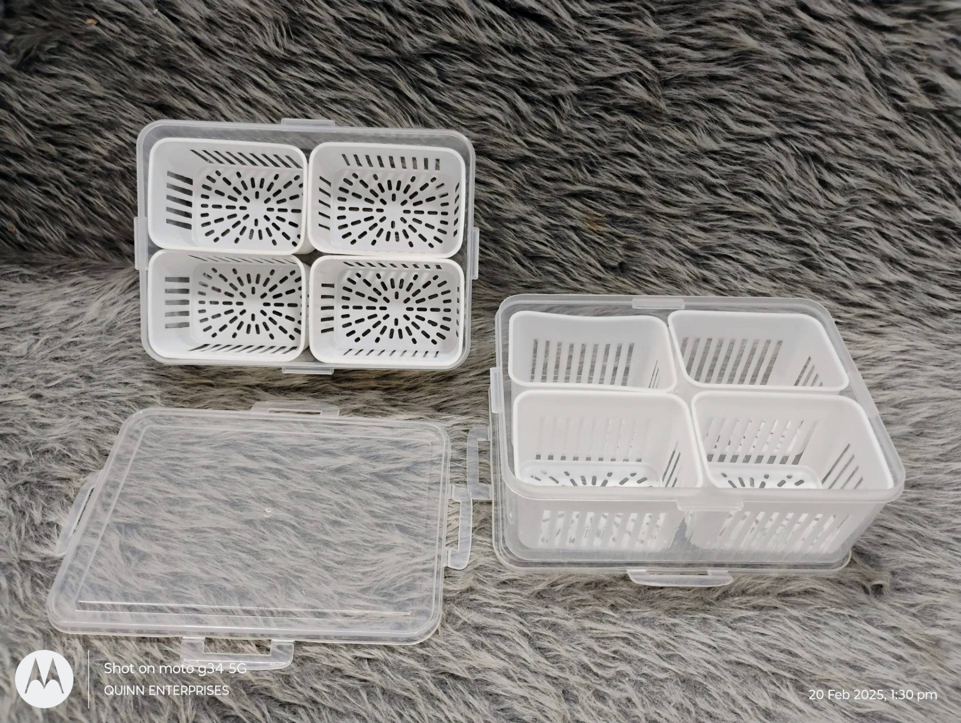 4-in-1 Fridge Storage Box with Airtight Lids, Divided Food Prep Containers for Veggies, Snacks, and Fruits – Durable, Transparent Organizer for Kitchen Storage with Draining System