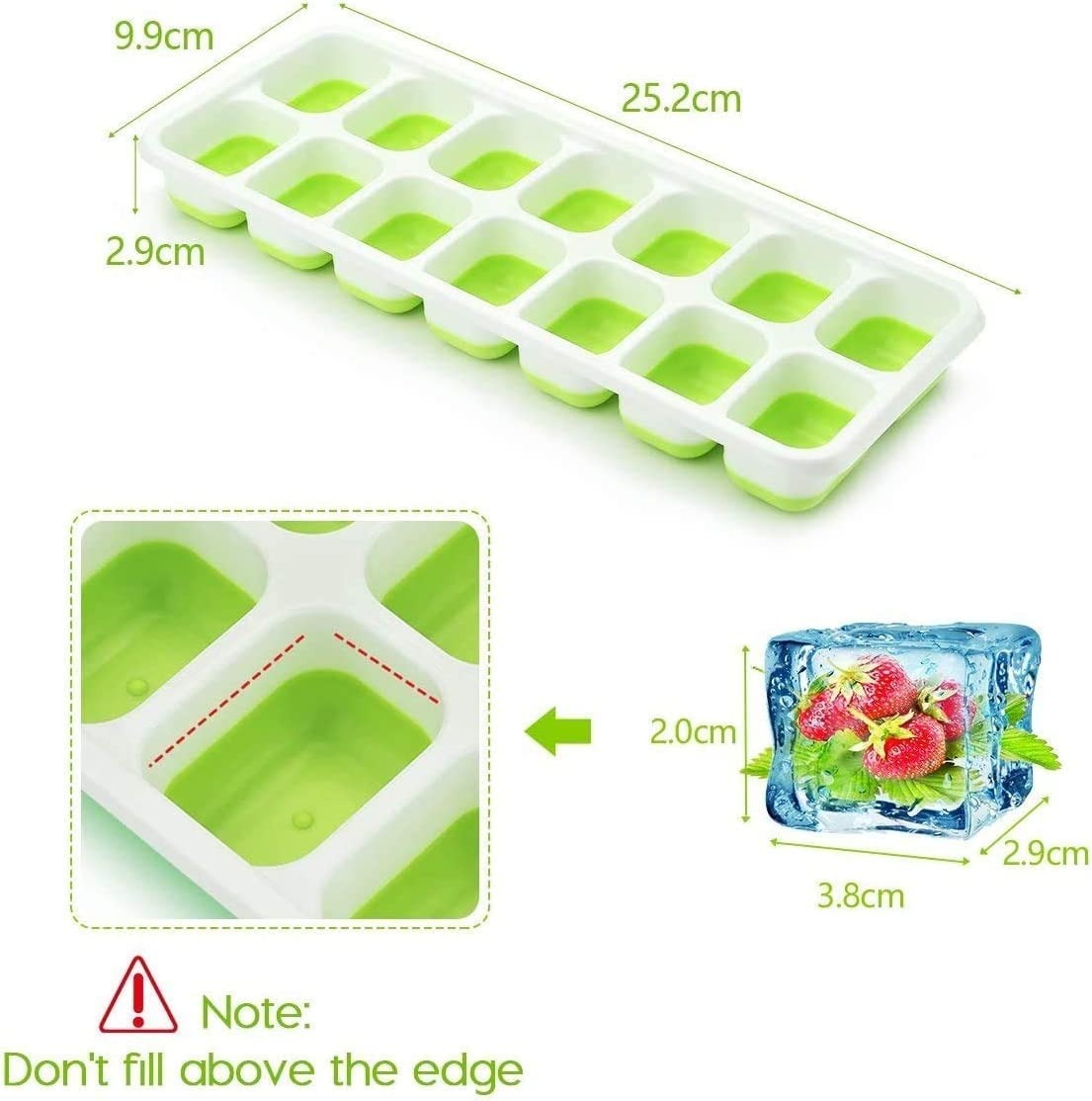 Ice Cube Trays, Silicone Easy-Release and Flexible 14-Ice Trays with Spill-Resistant Removable Lid, BPA Free, Durable and Dishwasher Safe