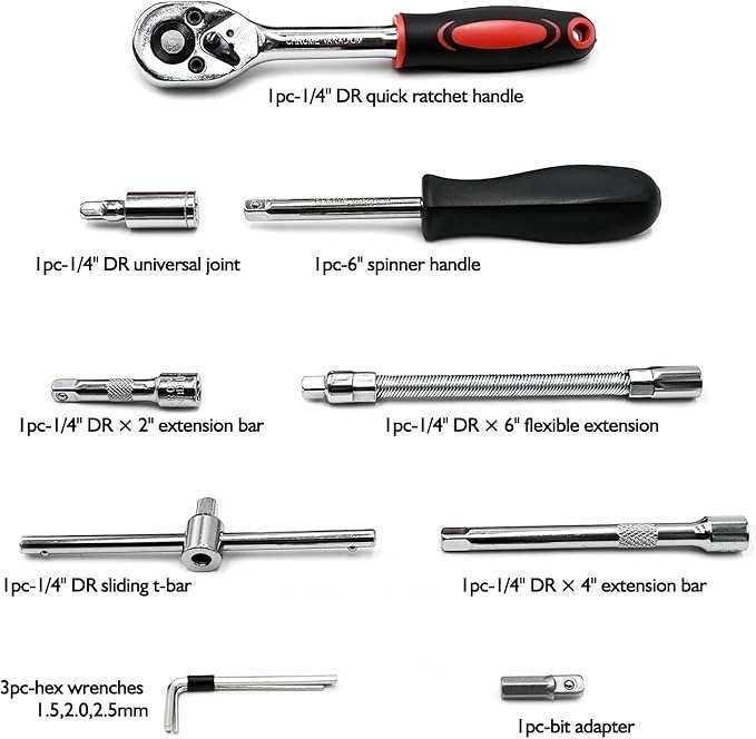 Tool Kit 46 Tool Kit Tool Kit for Home Use Tools Kit Spanner Set Socket Set Wrench Set Tools Set Hand Tools Bike Tool Kit Set Socket Wrench