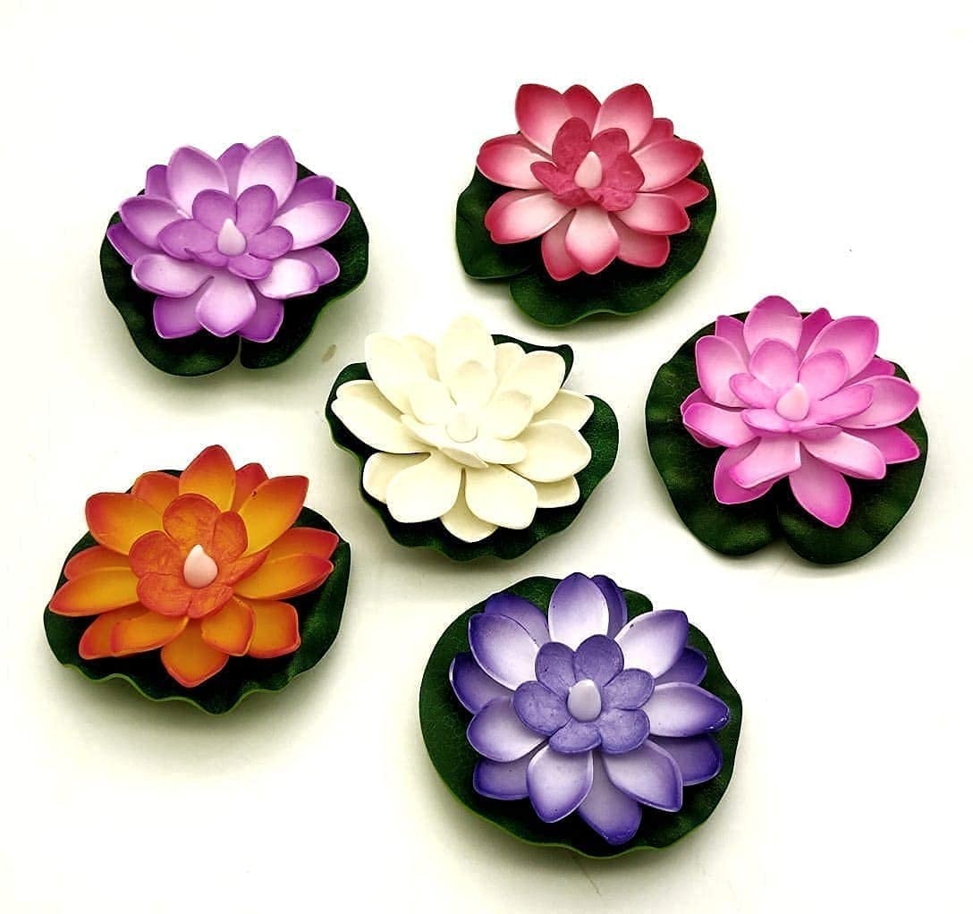 Sensor Water Floating Diyas Smokeless Flameless Candles Lotus Flowers Led Tea Light Candle for Pool, Pond, Glass Water Bowl, Festival, Diwali Decoration, Home Decor Items