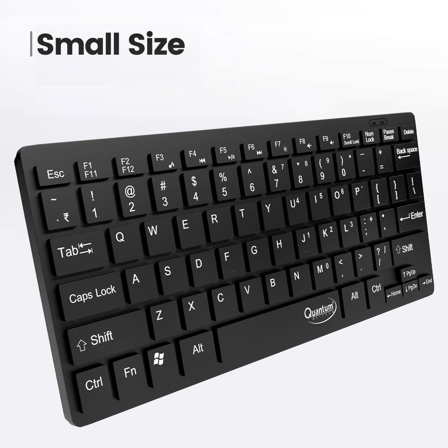 Quantum QHM7307 Mini Spill-Resistant USB Wired Slim Keyboard with Chocolate Keys Having 10 Million keystrokes for Laptop/Desktop (Black)