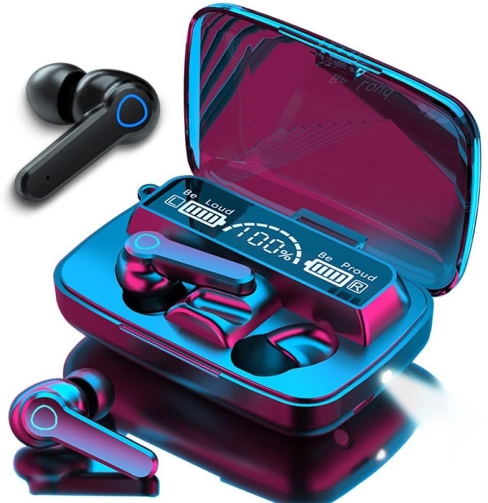 M19 Wireless in Ear Earbuds Touch Control Mirror Digital Display Wireless Bluetooth 5.1 Headphones with Microphone, Touch Headset Headphone LED Digital Display