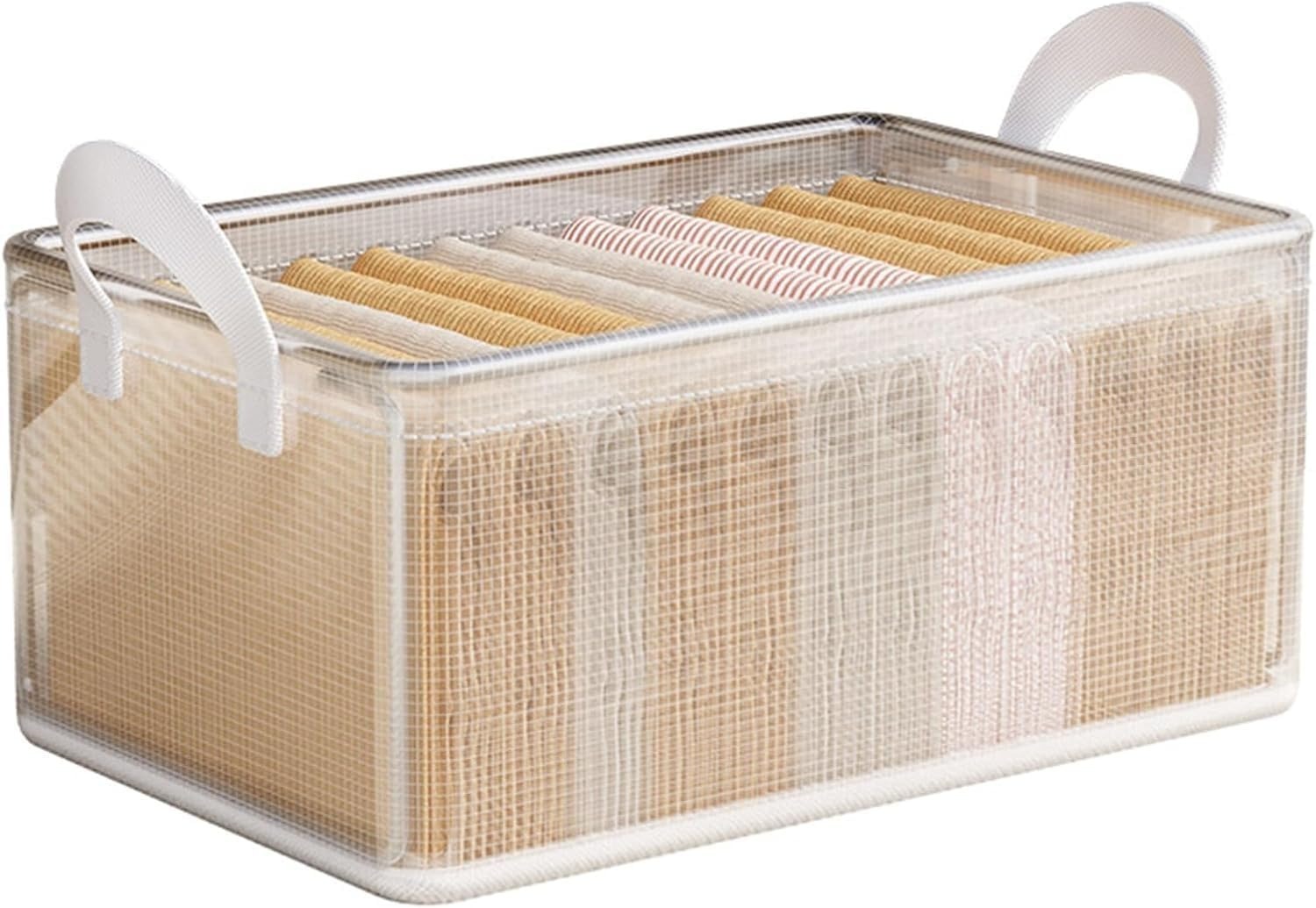 KANUPRIYA PVC Transparent Clothes Organizer Storage Box/Steel Frame Wardrobe Organizer/Foldable Clothes Storage/Transparent Clothes Storage Box (26L PVC WHITE) Pack Of 1