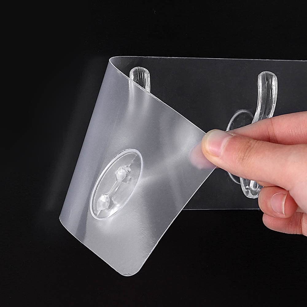 1 Pcs 6-in-1 Self Adhesive Heavy Duty Wall Hook - No Drilling for Bathroom, Shower, Kitchen | Waterproof Transparent Hooks for Easy Installation