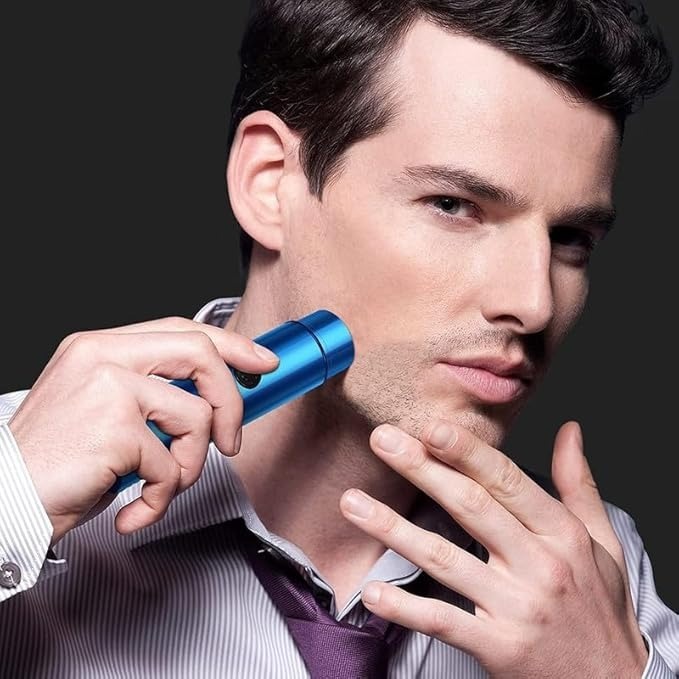 New Mini Electric Shaver Pocket Beard Trimmer Electric Razor For Men Women Multipurpose Hair Shaver For Travel Home Use (Blue)