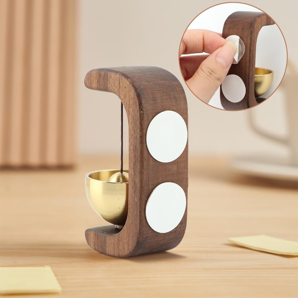 C Shape Hanging Door Bell, Loud Sound Wooden Zen Grip Doorbell Chime, Hanging Wood Shop Keeper Bells for Business Door Opening, Entrance Decoration