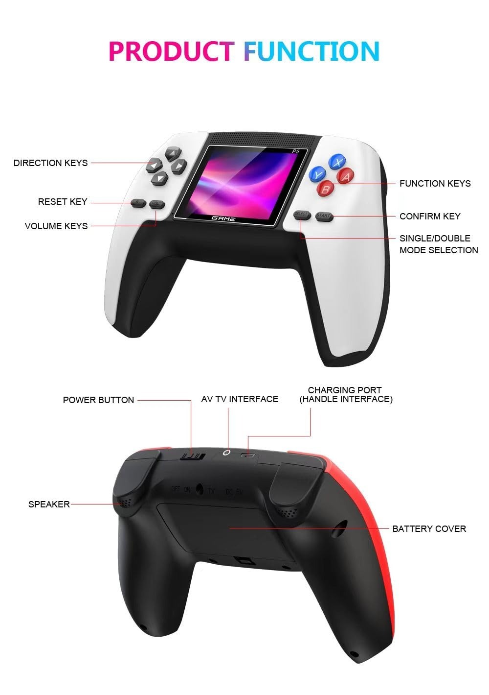 P5 Game Box Retro Handheld Game Console Built in 520 Game Handheld