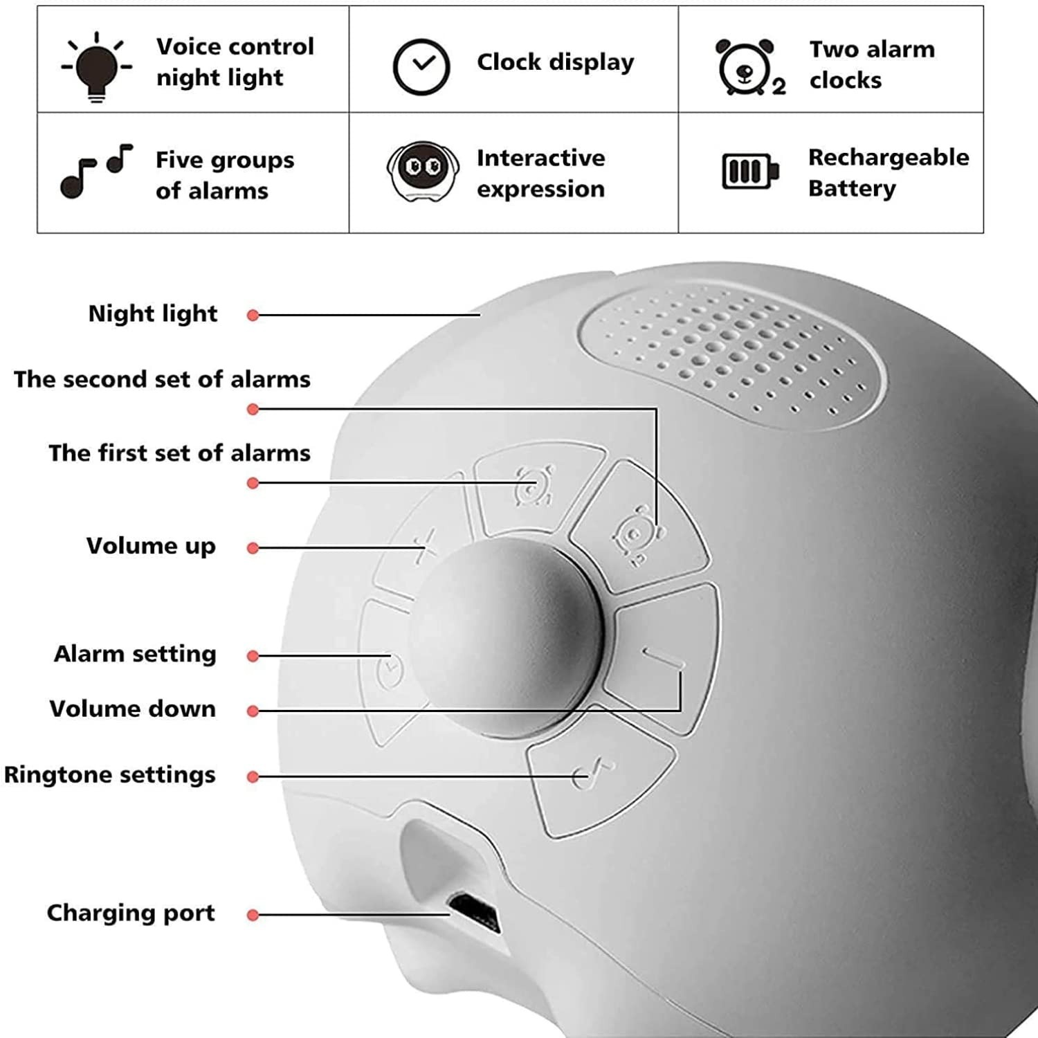 Alarm Clock for Students with Adjustable Brightness