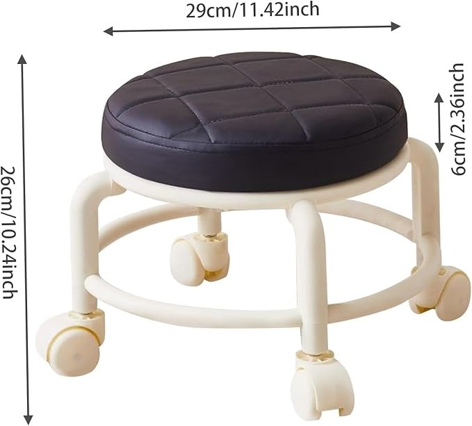 Rolling Stool Leather Seat Heavy Quality