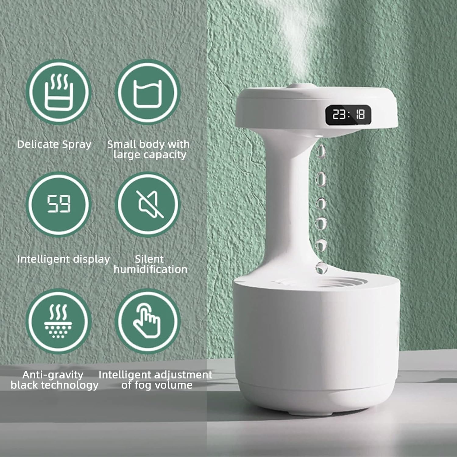 Anti Gravity Humidifier With Clock