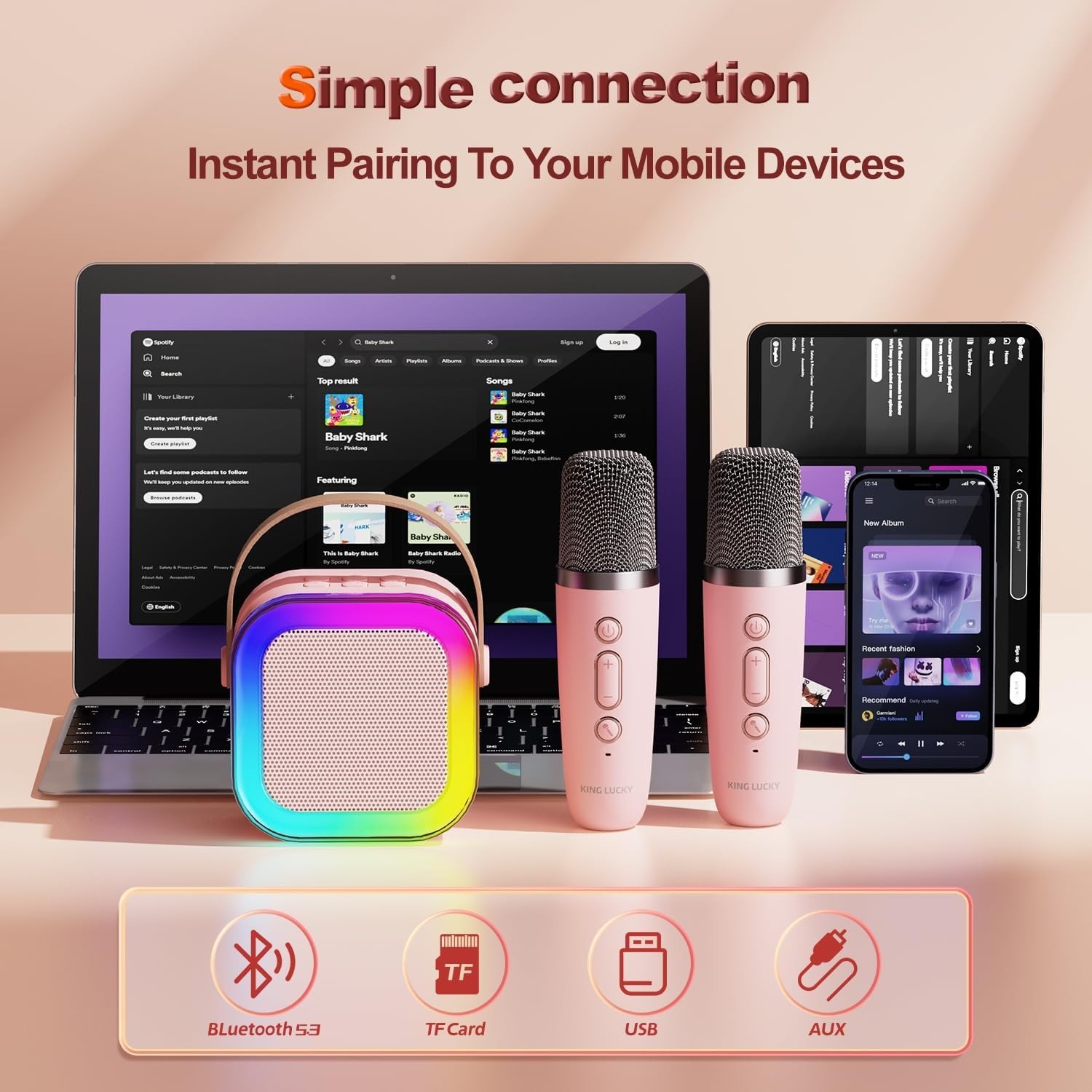 K12 Speaker Machine Bluetooth-Compatible Wireless Karaoke Mic Speaker