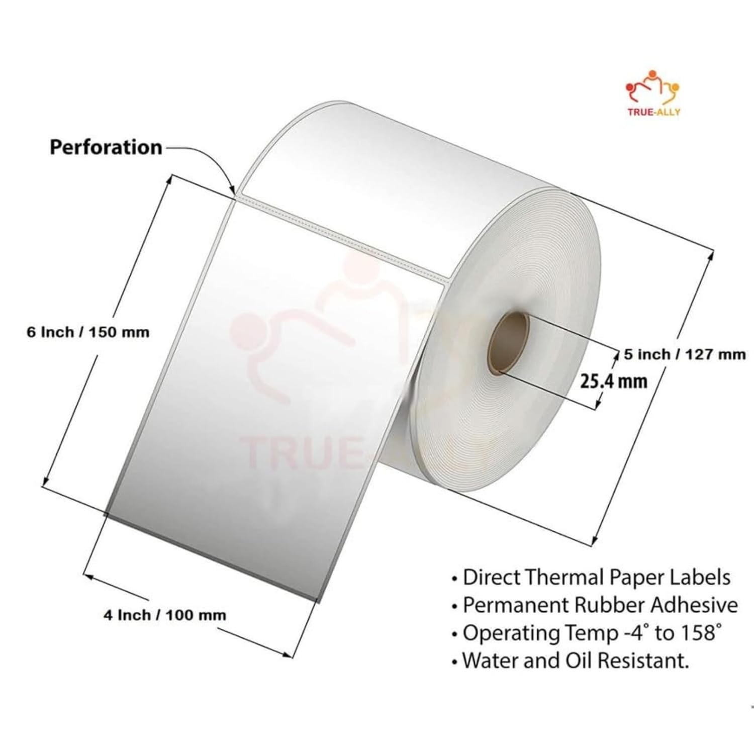 100mm x 150mm Direct Thermal Shipping Labels, 4"x 6" Sticker Rolls, 400 Labels per Roll, Strong Adhesive, Barcode Compatible for E-Commerce Couriers - Pack of 1 (400 Labels)