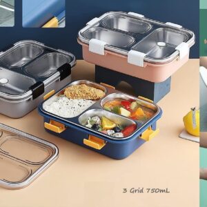3 Compartment lunch box Stainless Steel