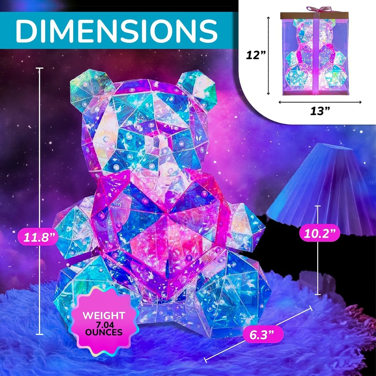 LED Bear with Pink Heart Small